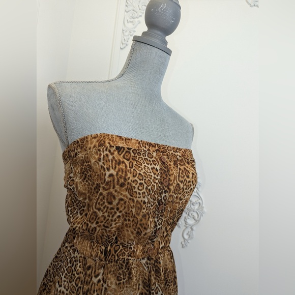 Mini Animal Print Dress With Maxi Sheer Overlay - Picture 2 of 12